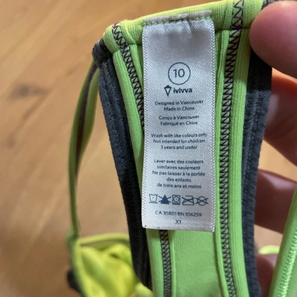 Ivivva Athletica by Lululemon Double Dutch Neon Tank Top Built-in Sports Bra 10 - Picture 3 of 5